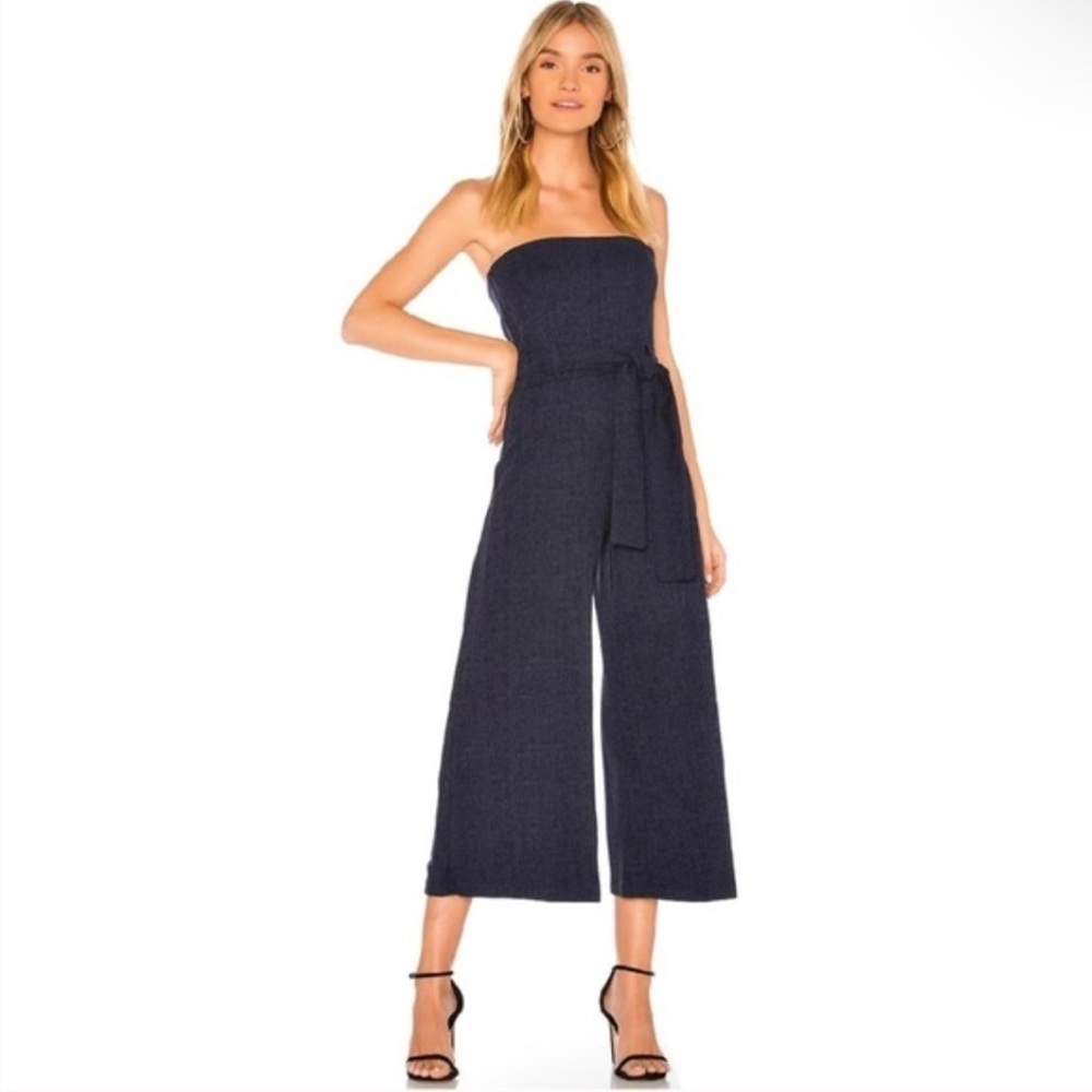 Bec & Bridge Navy Strapless Jumpsuit